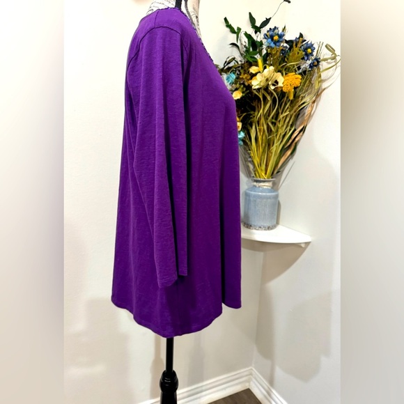 Coldwater Creek Purple Sequence Embellished 3/4 Sleeve Tunic Size 1X - Picture 2 of 9